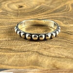Slim Beaded Sterling Silver Band Ring Western Southwest